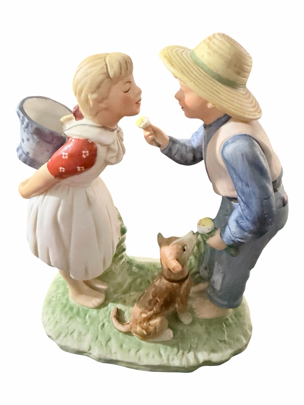 Porcelain Boy and Girl Figurine in Pastel Colors